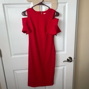 red calvin klein dress